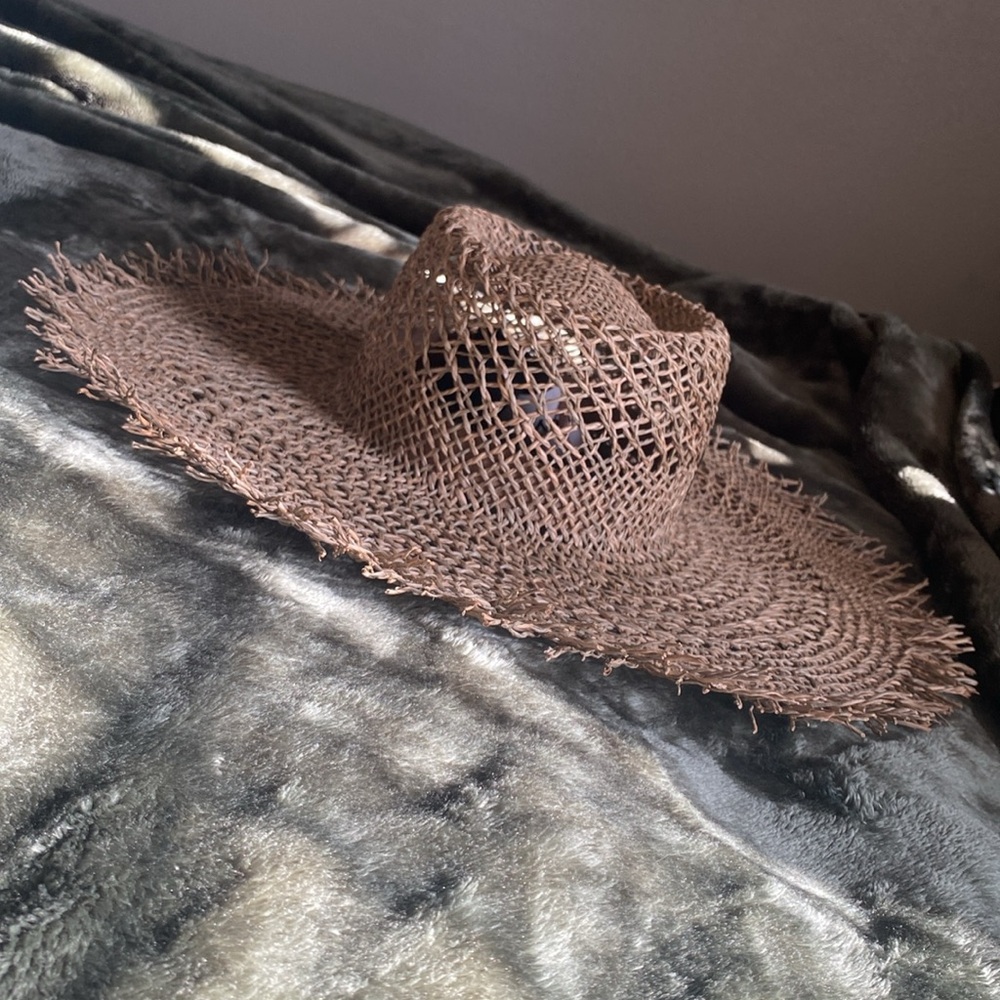 HURLEY Tan Wide-Brimmed Sun Lisbon Straw Hat with Natural Weave NWT - Picture 9 of 16